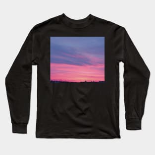 clouds sunset winter evening aesthetic photography pink violet blue orange Long Sleeve T-Shirt